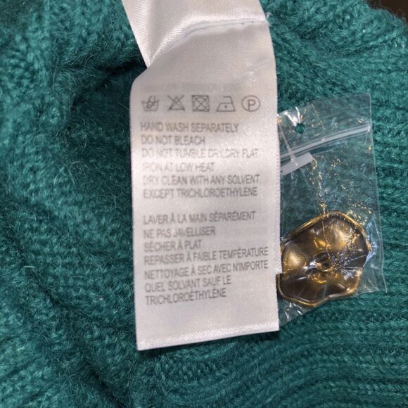 Farm Rio Cardigan Emerald Green Bubble Knit L NEW Button V Neck Long Sleeve - Picture 10 of 16